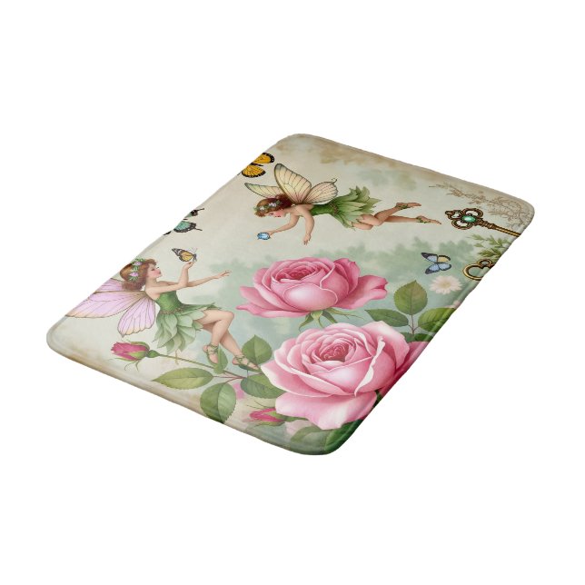 Enchanted Flroral Fairies Garden Bath Mat (Angled)