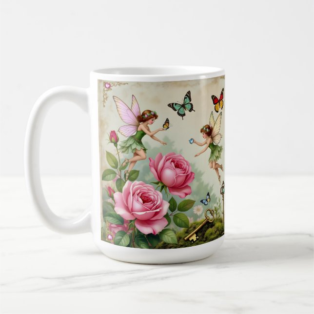 Enchanted Flroral Fairies Garden Coffee Mug (Left)