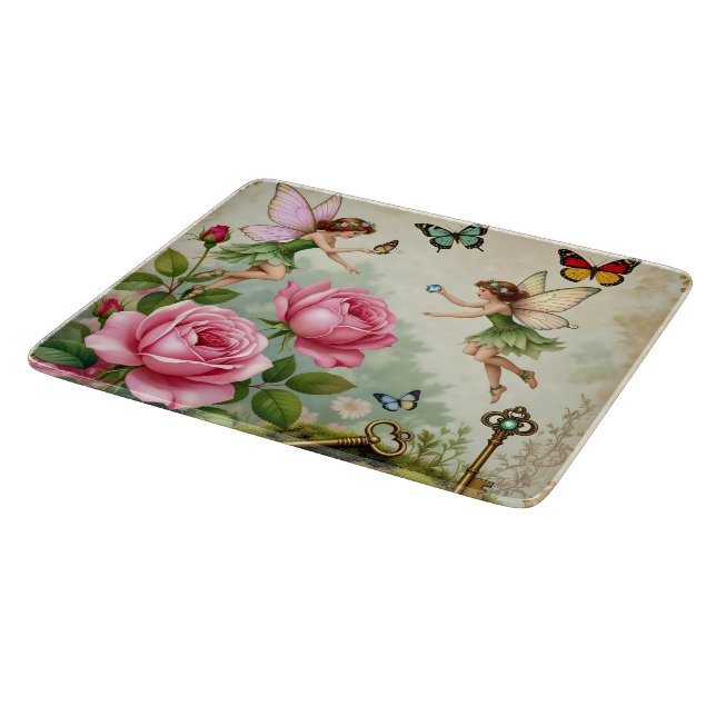 Enchanted Flroral Fairies Garden Cutting Board (Corner)