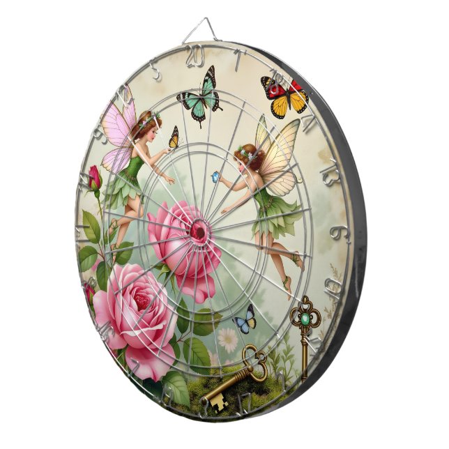 Enchanted Flroral Fairies Garden Dartboard (Front Right)