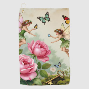 Enchanted Flroral Fairies Garden Golf Towel