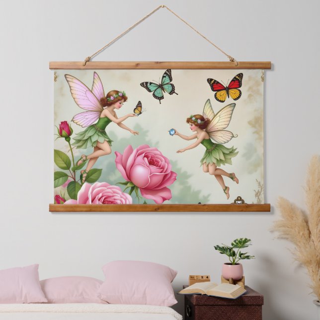 Enchanted Flroral Fairies Garden Hanging Tapestry (Bedroom)