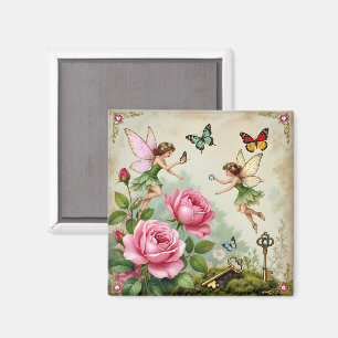 Enchanted Flroral Fairies Garden Magnet