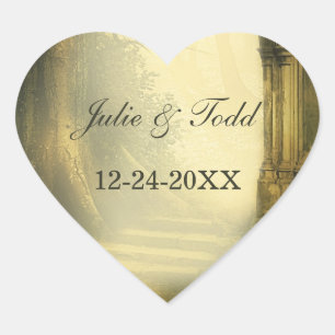 Enchanted Forest Arch Save The Date Heart Sticker