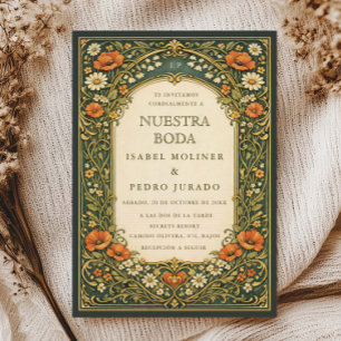 Enchanted Forest Art Nouveau Nuestra Boda Wedding Invitation