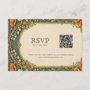 Enchanted Forest Art Nouveau RSVP with QR Code Enclosure Card