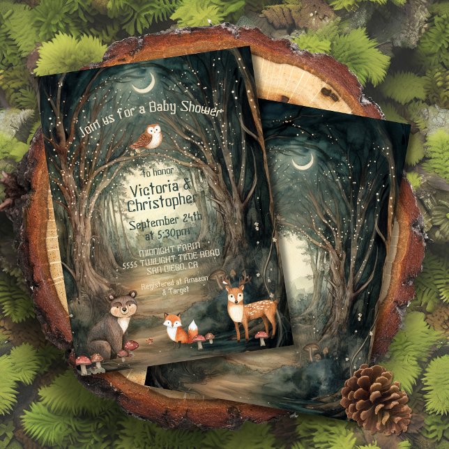 Enchanted Forest Baby Shower Twinkle Lights Invitation (Creator Uploaded)