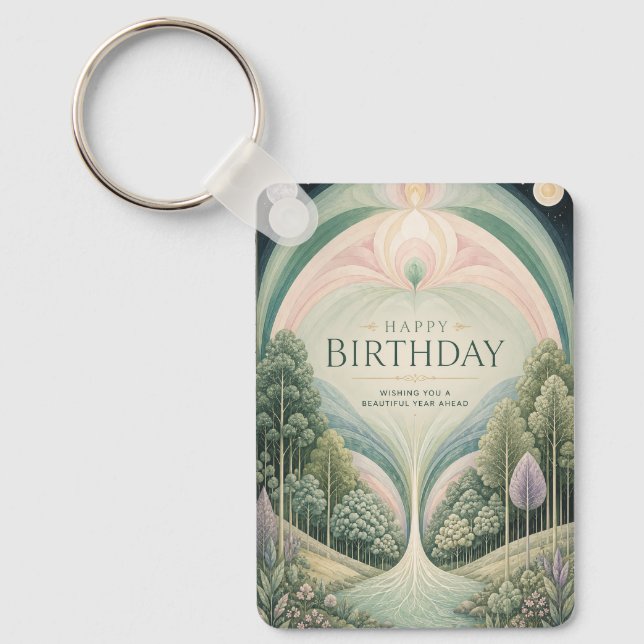 Enchanted Forest Birthday Sanctuary Key Ring (Front)