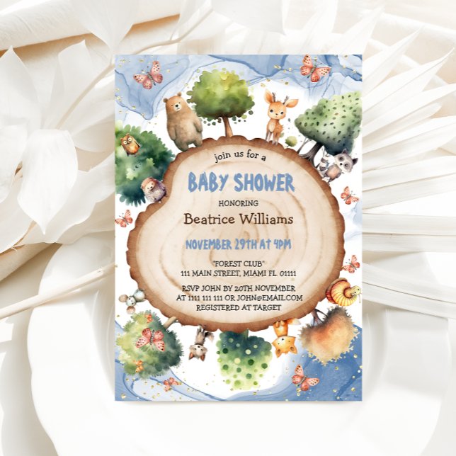 Enchanted Forest Blue Baby boy Shower  Invitation (Creator Uploaded)