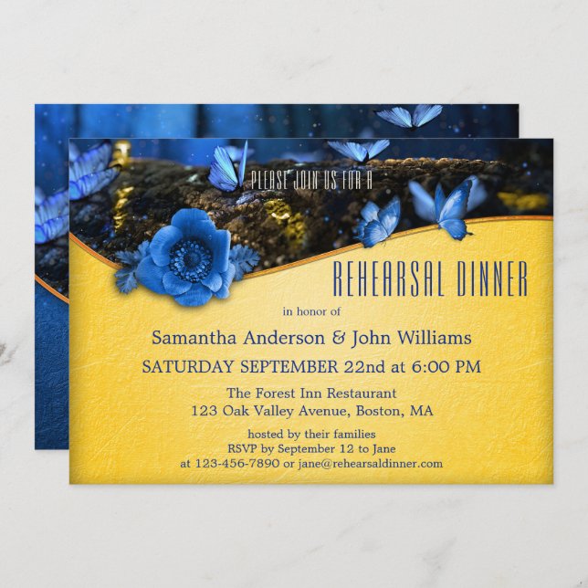 Enchanted Forest Butterfly Rehearsal Dinner Invitation (Front/Back)