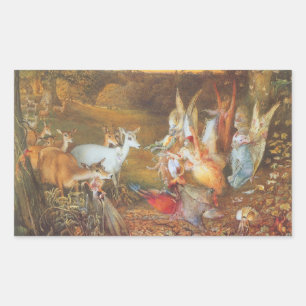 Enchanted Forest by artist John Anster Fitzgerald Rectangular Sticker