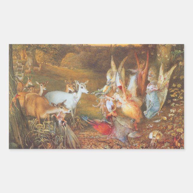 Enchanted Forest by artist John Anster Fitzgerald Rectangular Sticker (Front)