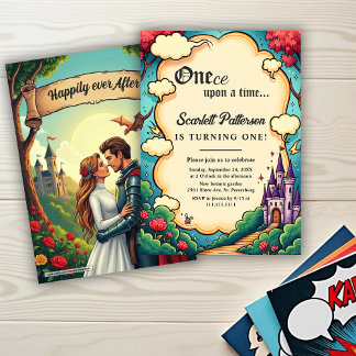 Enchanted Forest Castle Fairytale 1st Birthday Invitation
