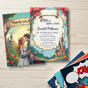 Enchanted Forest Castle Fairytale 1st Birthday Invitation