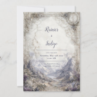 Enchanted Forest Castle Mountain Wedding  Invitation