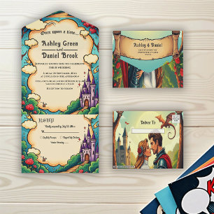 Enchanted Forest Castle Woodland Fairytale Wedding All In One Invitation