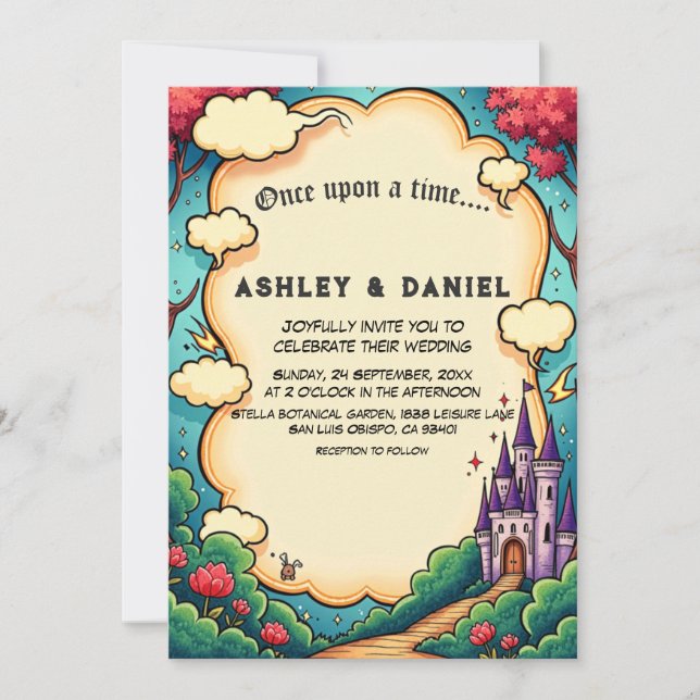 Enchanted Forest Castle Woodland Fairytale Wedding Invitation (Front)