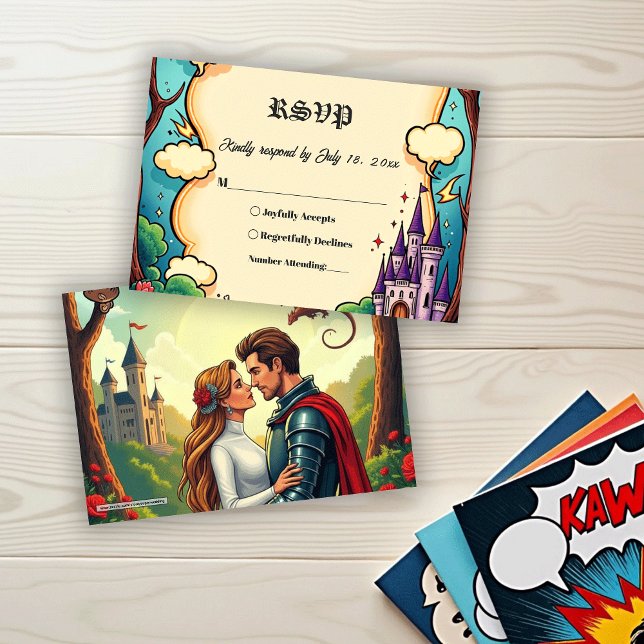 Enchanted Forest Castle Woodland Fairytale Wedding RSVP Card (Creator Uploaded)