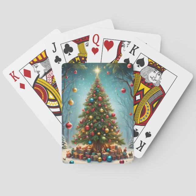 Enchanted Forest Christmas: Tree with Baubles Playing Cards (Back)