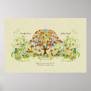 Enchanted Forest Circle of Love Wedding Tree Poster