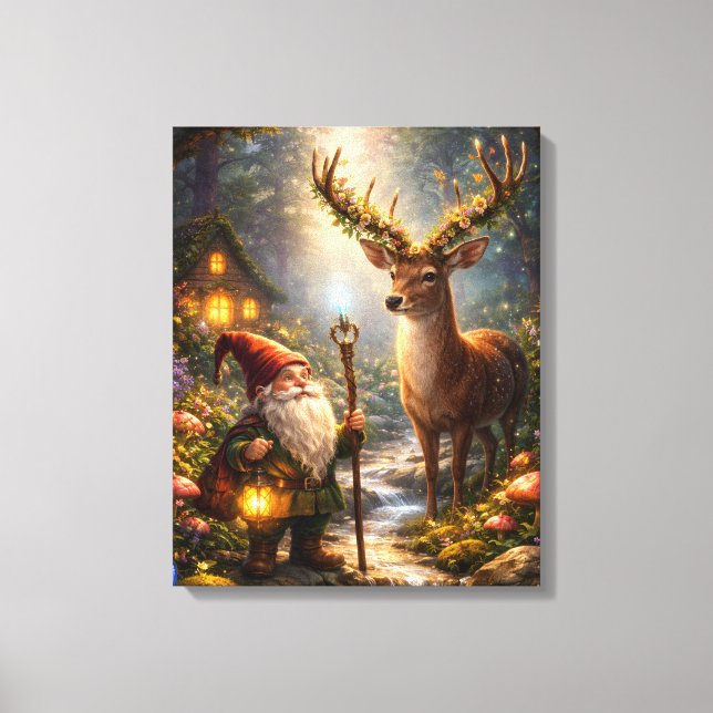 Enchanted Forest Companions Fantasy Canvas Print (Front)