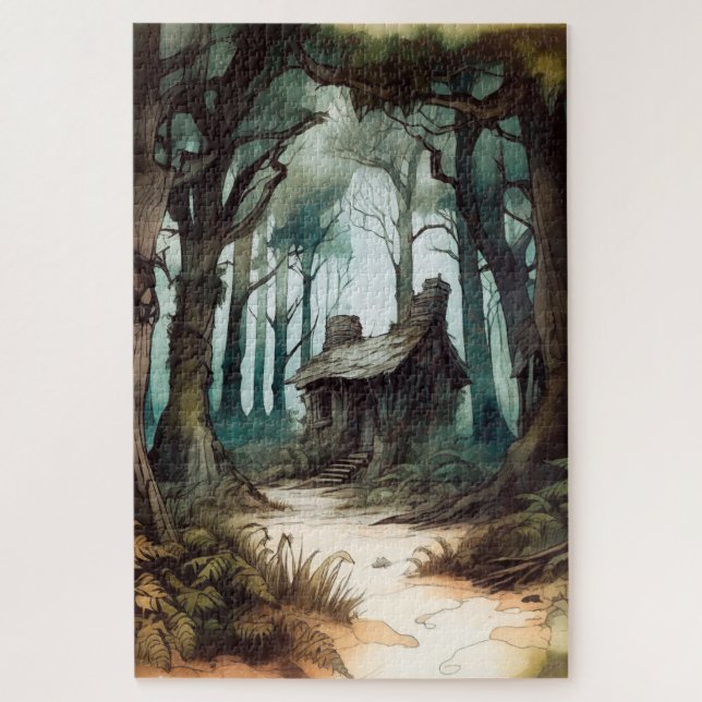 Enchanted Forest Cottage Jigsaw Puzzle (Vertical)