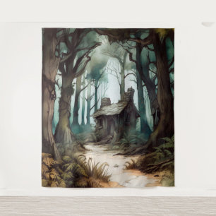 Enchanted Forest Cottage Tapestry