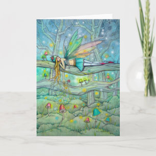 Enchanted Forest Cute Fairy and Mushrooms Art Card