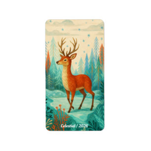 Enchanted Forest Deer – Whimsical Winter Woodland  Label