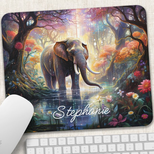 Enchanted Forest Elephant Personalised Mouse Pad (Creator Uploaded)
