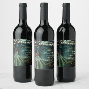 Enchanted Forest Emerald Green Dress Quinceañera Wine Label