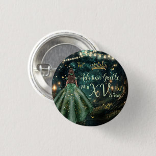 Enchanted Forest Emerald Green Quinceañera 16th 3 Cm Round Badge