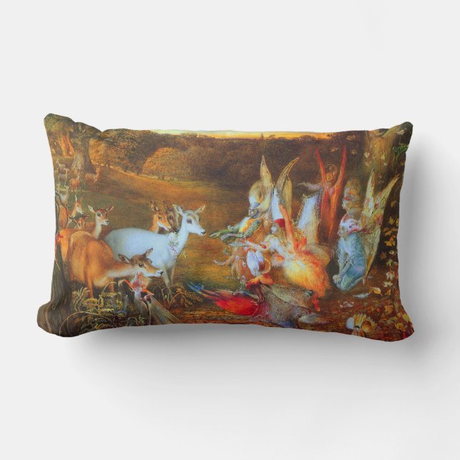 ENCHANTED FOREST Fairies,Deers and Fawns In Autumn Lumbar Cushion (Front)