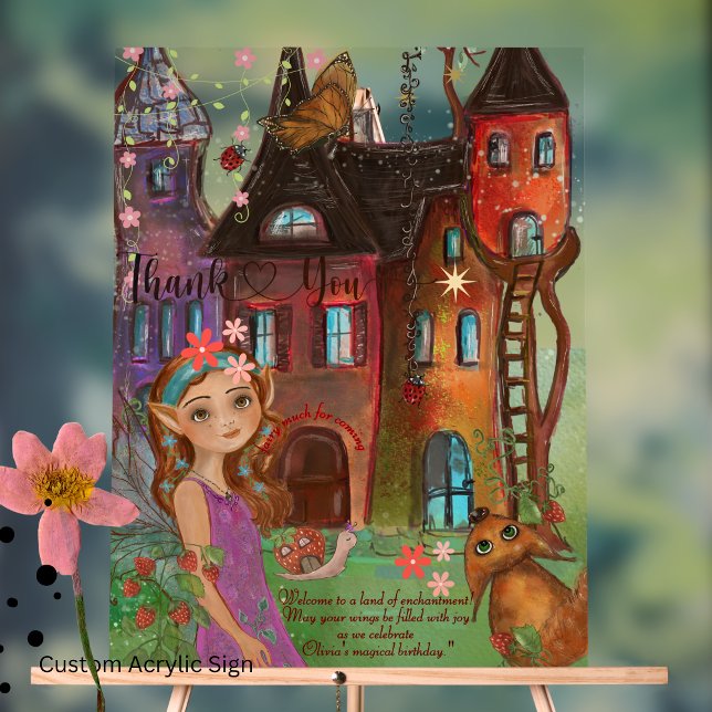 Enchanted Forest Fairy 1st Birthday Custom  Acrylic Sign (Enchanted Forest Fairy 1st Birthday Custom Acrylic Sign)