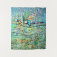 Enchanted Forest Fairy and Mushrooms Fantasy Art