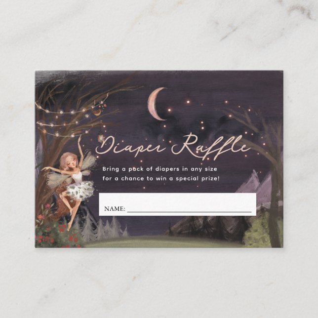 Enchanted Forest Fairy Diaper Raffle Ticket Enclosure Card (Front)