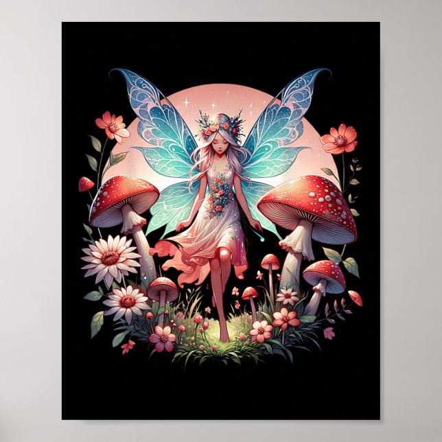Enchanted Forest Fairy Fantasy Mystical Butterfly  Poster (Front)