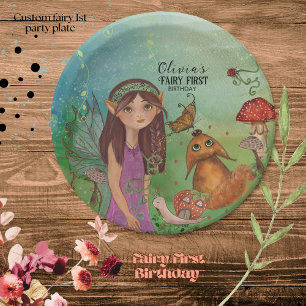 Enchanted Forest Fairy First Birthday Paper Plate