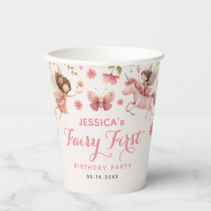 Enchanted Forest Fairy First Birthday Party Paper Cups