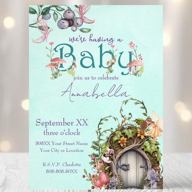 Enchanted Forest Fairy Garden Door Baby Shower Invitation (Creator Uploaded)