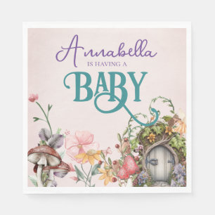 Enchanted Forest Fairy Garden Door on Pink Napkin