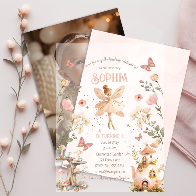 Enchanted Forest Fairy Girl Birthday Vellum Invitations (Creator Uploaded)