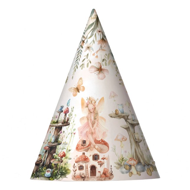 Enchanted Forest Fairy Girl Mushroom Party Hat (Front)