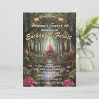 Enchanted Forest Fairy House Sweet 16 Invitations