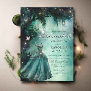 Enchanted Forest Fairy Lights Princess Quinceanera Invitation