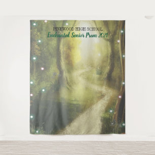 Enchanted Forest Fairy Lights Prom Backdrop  Tapestry