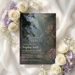 Enchanted Forest Fairy Lights Purple Bridal Shower Invitation