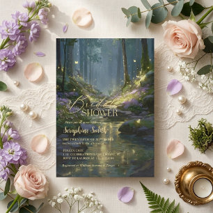 Enchanted Forest Fairy Lights Purple Bridal Shower Invitation