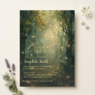 Enchanted Forest Fairy Lights Purple Bridal Shower Invitation
