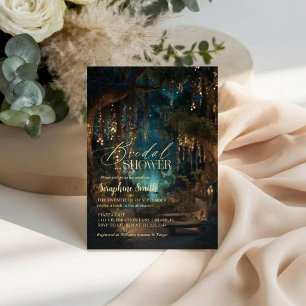Enchanted Forest Fairy Lights Purple Bridal Shower Invitation